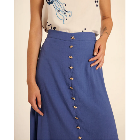 FALDA MIDI ABOTONADA AZUL BY PEPALOVES