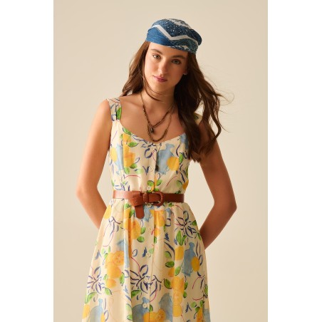 VESTIDO BLANCO MAXI LIMONES BY Q2