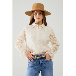 CAMISA ROMANTICA ENCAJE BEIGE BY Q2