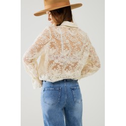 CAMISA ROMANTICA ENCAJE BEIGE BY Q2