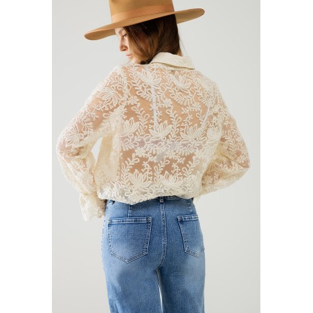 CAMISA ROMANTICA ENCAJE BEIGE BY Q2