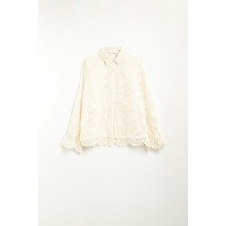 CAMISA ROMANTICA ENCAJE BEIGE BY Q2