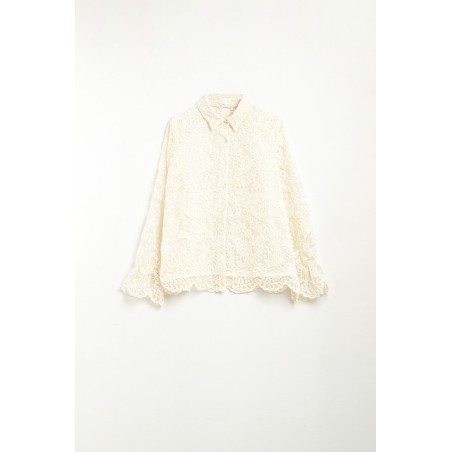 CAMISA ROMANTICA ENCAJE BEIGE BY Q2