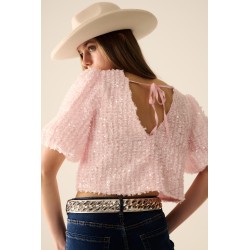 TOP ROSA LENTEJUELAS BY Q2