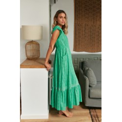 VESTIDO LARGO CARMEN EMERALD BORDADO BY JAASE