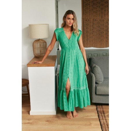 VESTIDO LARGO CARMEN EMERALD BORDADO BY JAASE
