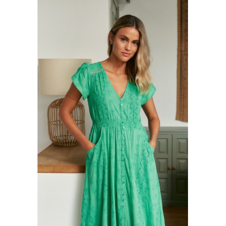 VESTIDO LARGO CARMEN EMERALD BORDADO BY JAASE