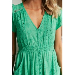 VESTIDO LARGO CARMEN EMERALD BORDADO BY JAASE