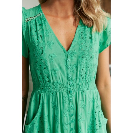 VESTIDO LARGO CARMEN EMERALD BORDADO BY JAASE