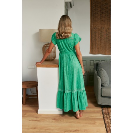 VESTIDO LARGO CARMEN EMERALD BORDADO BY JAASE