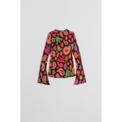 Blusa lazada de estampado paisley marrón chocolate by Lolina
