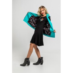 Vestido Mini Vuelo canalé negro con rayo y ojo by Lolina