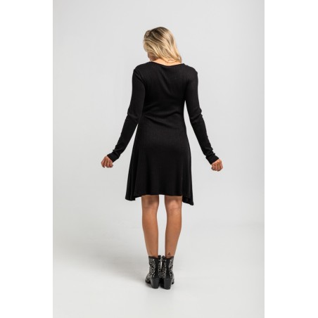 Vestido Mini Vuelo canalé negro con rayo y ojo by Lolina