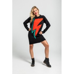 Vestido Punto Tejido negro con rayo by Lolina