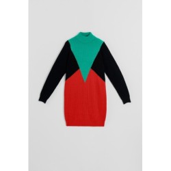Vestido tejido tricolor rojo, negro y turquesa by Lolina