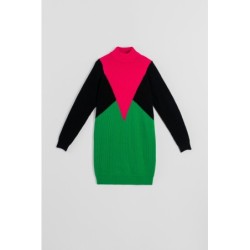 Vestido tejido tricolor fucsia, negro y verde by Lolina