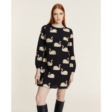 VESTIDO CORTO BORDADO CISNES BY PEPALOVES