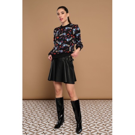 BLACK LEONA SKIRT BY MINUETO
