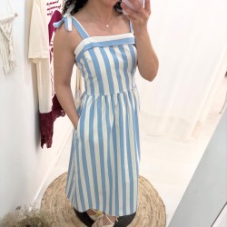VESTIDO LAURA RAYAS AZUL