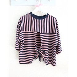 CAMISETA ALMA RAYAS MARINO/ROSA