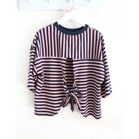 CAMISETA ALMA RAYAS MARINO/ROSA