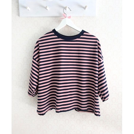 CAMISETA ALMA RAYAS MARINO/ROSA